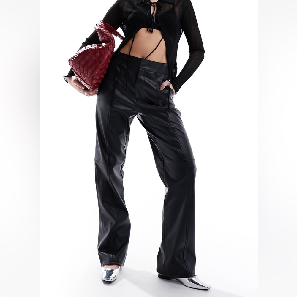 ASOS Faux Leather Straight Leg Pants